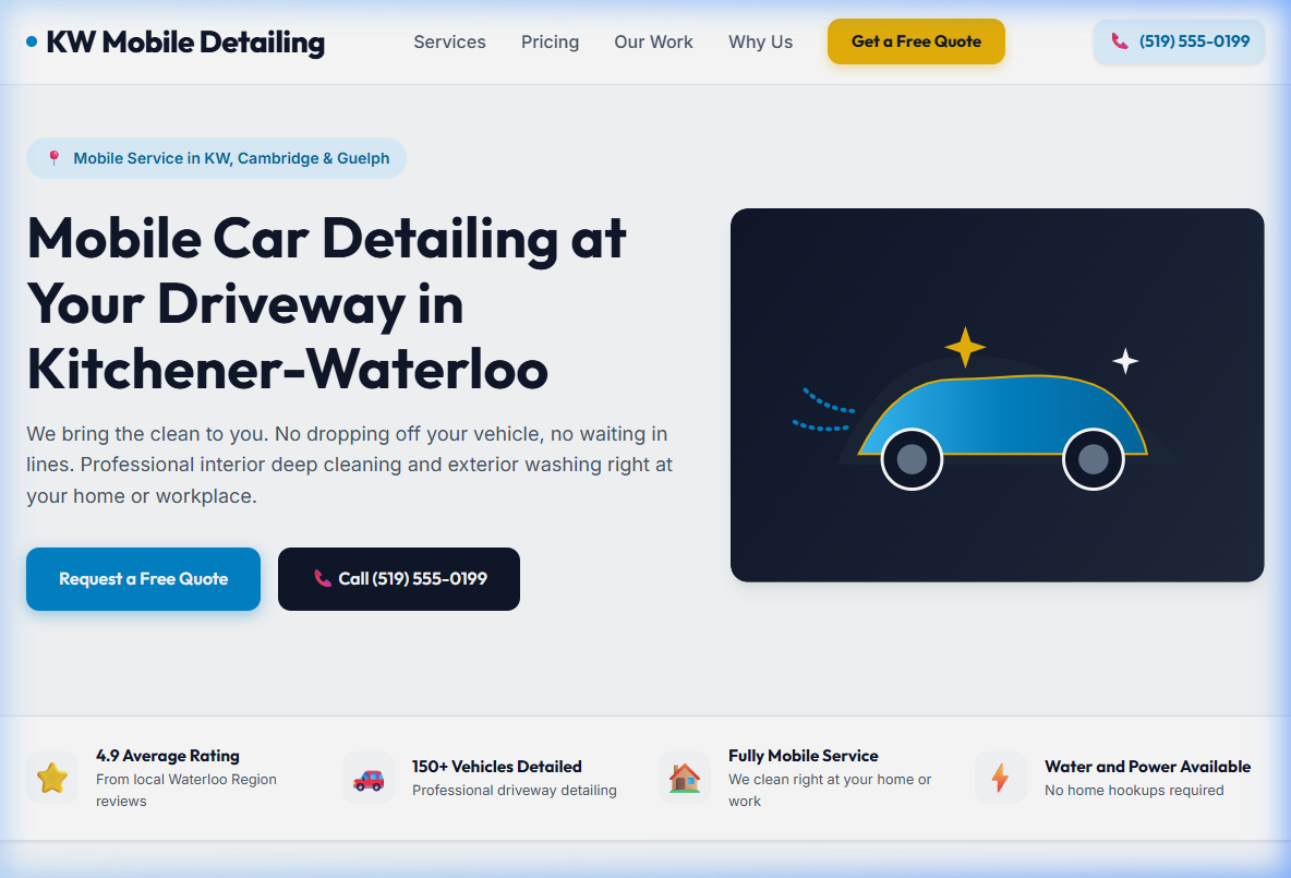 KW Mobile Detailing Demo Website Preview